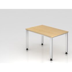 Schreibtisch 120 x 80 cm Fuss Quadratrohr, Dekor: Ahorn