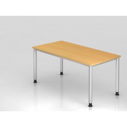 Schreibtisch 160 x 80 cm, Fuss Rundrohr, Dekor: Buche