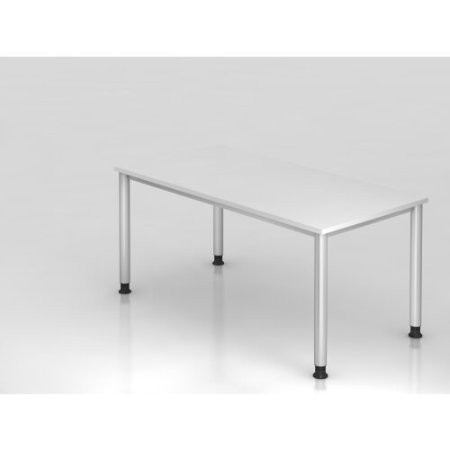Schreibtisch 160 x 80 cm, Fuss Rundrohr, Dekor: Weiss