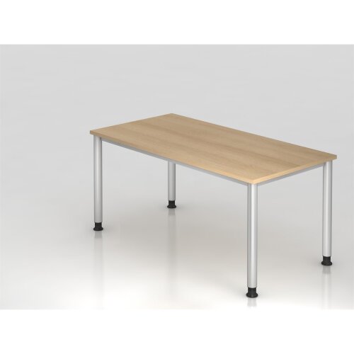 Schreibtisch 160 x 80 cm, Fuss Rundrohr, Dekor: Eiche