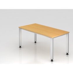 Schreibtisch 160 x 80 cm Fuss Quadratrohr, Dekor: Buche