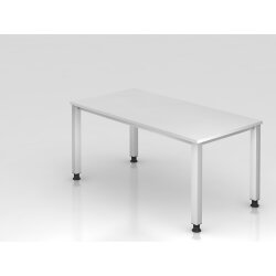 Schreibtisch 160 x 80 cm Fuss Quadratrohr, Dekor: Weiss