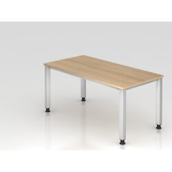 Schreibtisch 160 x 80 cm Fuss Quadratrohr, Dekor: Eiche