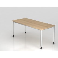 Schreibtisch 180 x 80 cm, Fuss Rundrohr, Dekor: Eiche