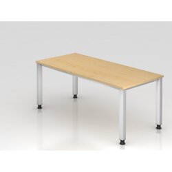 Schreibtisch 180 x 80 cm Fuss Quadratrohr, Dekor: Ahorn