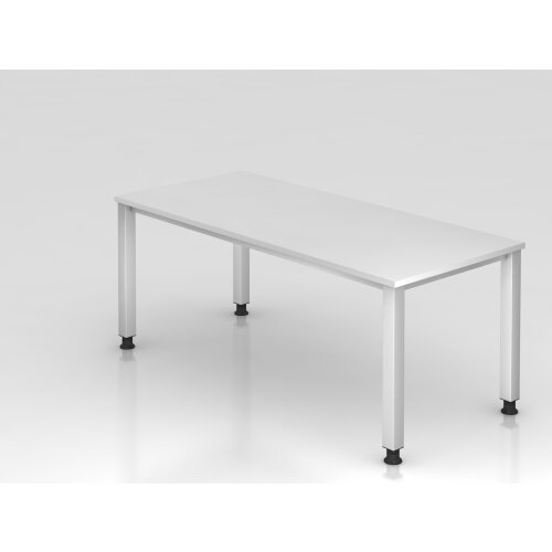 Schreibtisch 180 x 80 cm Fuss Quadratrohr, Dekor: Weiss