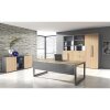 Schreibtisch höhenverstellbar mit Ringfuss 160x80 cm, Dekor: Weiss, Gestell: Silber