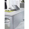 Schreibtisch höhenverstellbar mit Ringfuss 160x80 cm, Dekor: Weiss, Gestell: Silber