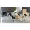 Schreibtisch höhenverstellbar mit Ringfuss 160x80 cm, Dekor: Weiss, Gestell: Silber