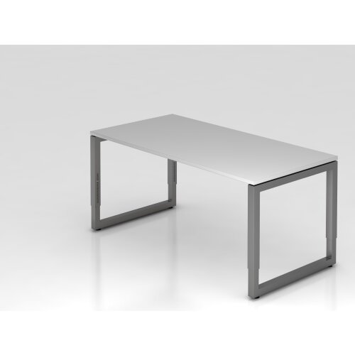 Schreibtisch höhenverstellbar mit Ringfuss 160x80 cm, Dekor: Grau, Gestell: Anthrazit