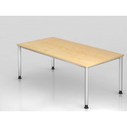 Schreibtisch 200 x 100 cm, Fuss Rundrohr, Dekor: Ahorn