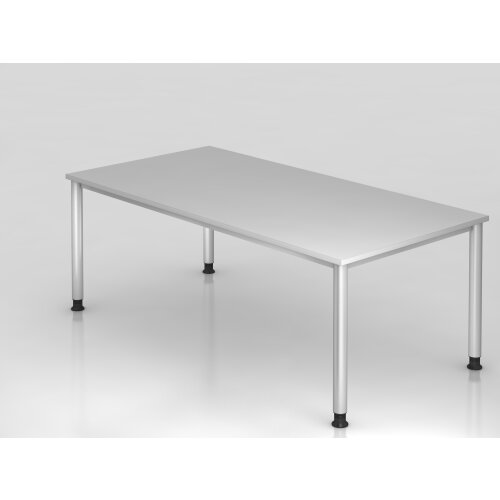 Schreibtisch 200 x 100 cm, Fuss Rundrohr, Dekor: Grau