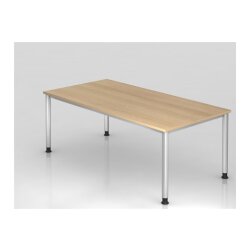 Schreibtisch 200 x 100 cm, Fuss Rundrohr, Dekor: Eiche
