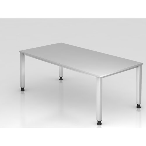 Schreibtisch 200 x 100 cm, Fuss Quadratrohr, Dekor: Grau