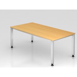 Schreibtisch 200 x 100 cm, Fuss Quadratrohr, Dekor: Buche