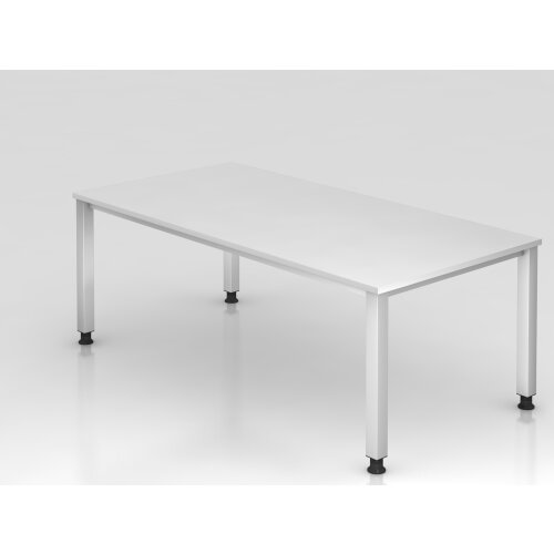 Schreibtisch 200 x 100 cm, Fuss Quadratrohr, Dekor: Weiss