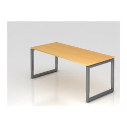Schreibtisch höhenverstellbar mit Ringfuss 180x80...