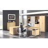 Schreibtisch Bogenform 200 x 120 cm, Fuss Rundrohr, Dekor: Eiche