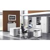 Schreibtisch Bogenform 200 x 120 cm, Fuss Rundrohr, Dekor: Eiche