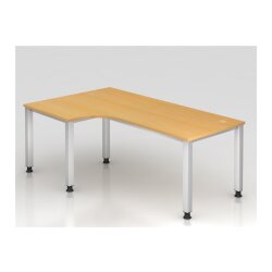 Schreibtisch Bogenform, Fuss Quadratrohr, Dekor: Buche