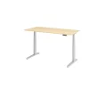 Schreibtisch elektrisch höhenverstellbar 160 x80, Dekor: Ahorn, Gestell: Silber