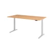 Schreibtisch elektrisch höhenverstellbar 200x100, Dekor: Buche, Gestell: Silber