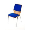 Holzschalen-Stapelstuhl Profi  taillierte Form mit Sitz und Rückenpolster blau