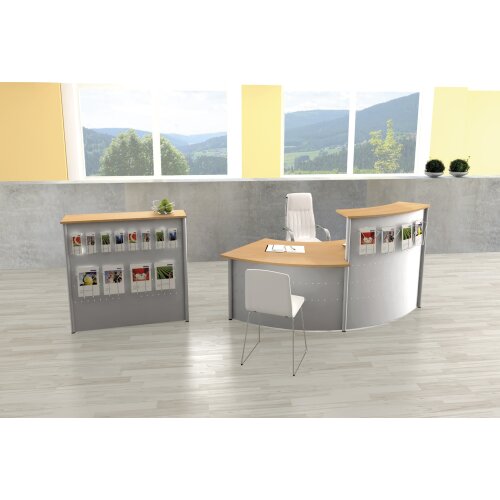 Empfangstheke gerade 116 cm in Buche / Silber