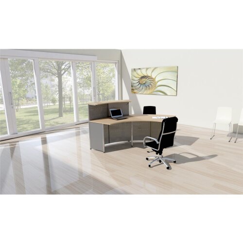 Empfangstheke gerade 116 cm in Buche / Silber