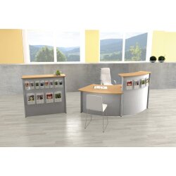 Empfangstheke 45° Bogen silber / buche