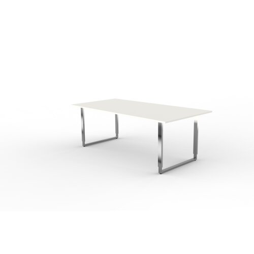 Besprechungstisch RingkufeEdelstahl, 200x 100 cm Dekor Weiss