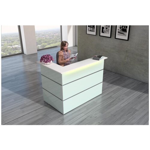 Empfangstheke 150 cm Milchglas / Weiss, ohne LED Beleuchtung