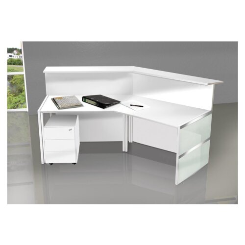 Empfangstheke 275 cm mit Beratungsplatz, mit LED Beleuchtung