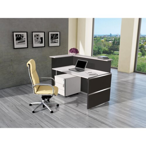 Empfangstheke 150 cm Anthrazit / Weiss, mit LED Beleuchtung