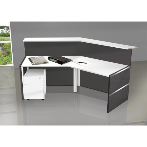 Empfangstheke 275 cm mit Beratungsplatz, mit LED Beleuchtung