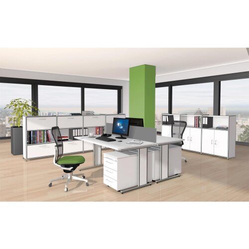 Aktenschrank Serie Rothorn / Steel 2 Ordnerhöhen 80 cm breit, Farbe: weiss