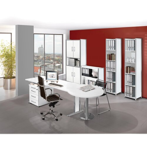 Aktenschrank Serie Rothorn / Steel 2 Ordnerhöhen 80 cm breit, Farbe: weiss