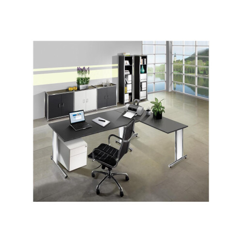 Aktenregal mit Schubladen Rothorn / Steel 5 Ordnerhöhen 80 cm breit, Farbe: weiss