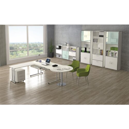 Schreibtisch Serie Rothorn / Steel 160 x 80 cm, Farbe: weiss