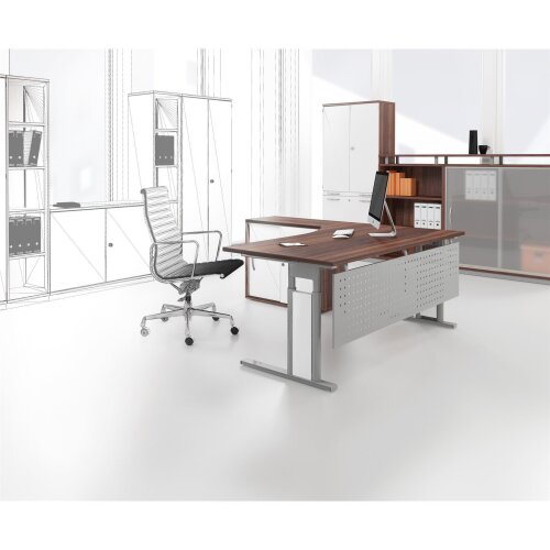 Knieraumblende Metall gelocht in silber für Tischbreite 80 cm