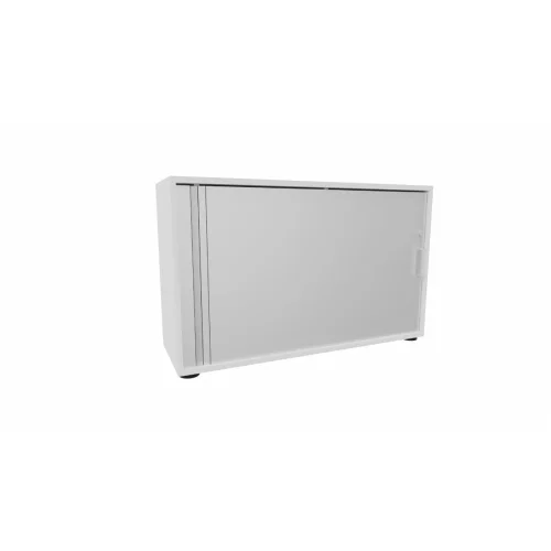 Rolladenschrank 2 Ordnerhöhen, 120 cm Breit Weiss/ Silber
