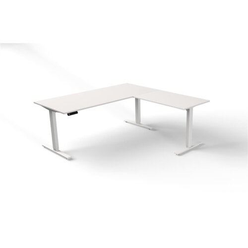Winkelschreibtisch elektrisch höhenverstellbar Serie ETK3 im Maß: 180 x 180 cm, Dekor: Weiss