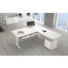 Winkelschreibtisch elektrisch höhenverstellbar Serie ETK3 im Maß: 200 x 220 cm, Dekor: Weiss