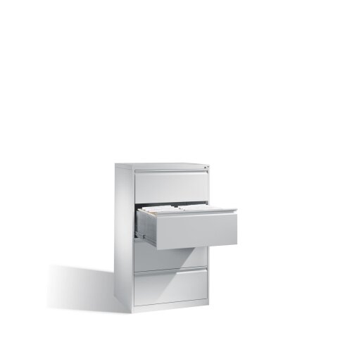 Hängeregistraturschrank 4 Schubladen zweibahnig, Farbe Korpus:  Lichtgrau, Farbe Front:  Lichtgrau