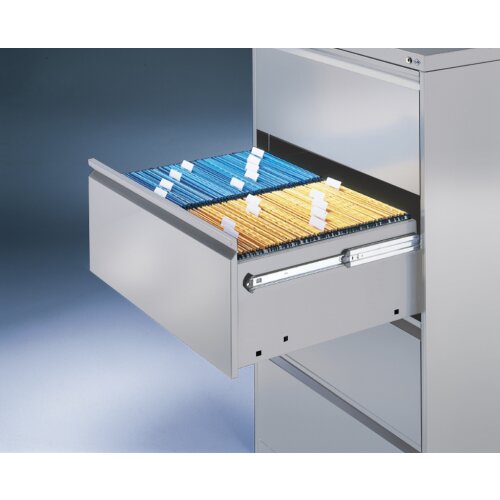 Karteikartenschrank DIN A5 quer, 6 Schubladen zweibahnig, Farbe Korpus:  Lichtgrau, Farbe Front:  Lichtgrau