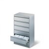 Karteikartenschrank DIN A5 quer, 6 Schubladen zweibahnig, Farbe Korpus:  Schwarzgrau, Farbe Front:  Schwarzgrau