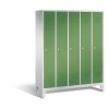 Spind Classic auf Füßen, 5 Abteile, Abteilbreite 300mm, Farbe Korpus: Lichtgrau, Farbe Front: Resedagrün