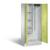 Stahl Besen Putzmittelschrank auf Sockel, 2 Abteile, Abteilbreite 400mm, , Farbe Korpus: Lichtgrau, Farbe Front: Viridingrün