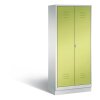 Stahl Besen Putzmittelschrank auf Sockel, 2 Abteile, Abteilbreite 400mm, , Farbe Korpus: Lichtgrau, Farbe Front: Viridingrün
