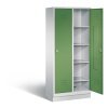 Wäsche- und Aufbewahrungsschrank Classic auf Sockel, 2 Abteile, 81 cm breit,Farbe Korpus: Lichtgrau, Farbe Front: Resedagrün